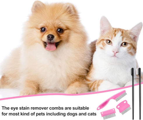 5 Pieces Dog Eye Combs, Tear Stain Remover Combs for Small Dogs, Gently Removing Eye Mucus (Pink, Black)