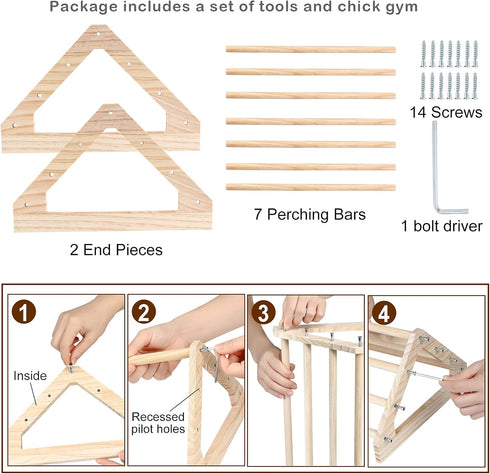 GINTUTO Wooden Chick Perch Stand, Pine Chicks Roosting Bar, Jungle Gym Perch Toys for Chicken Coop & Brooder, Bird