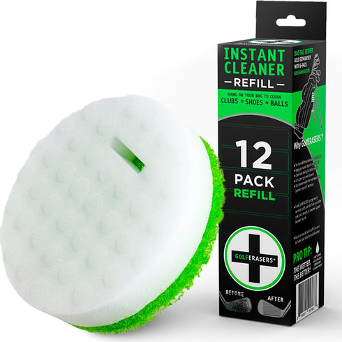 Instant Golf Eraser, Premium Dual-Sided Sponge for Cleaning Golf Clubs, Shoes & Balls, 12 Pack Refill