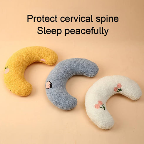 Cat Pillows for Indoor Cats - Soft Fluffy Calming Pillow, U Shaped Half Donut Cuddler with Cute Embroidery for Small