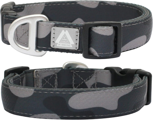 Soft Padded Dog Collar, Adjustable Heavy Duty with 3M Reflective Logo for Small Dogs, Camo Dark Gray, S