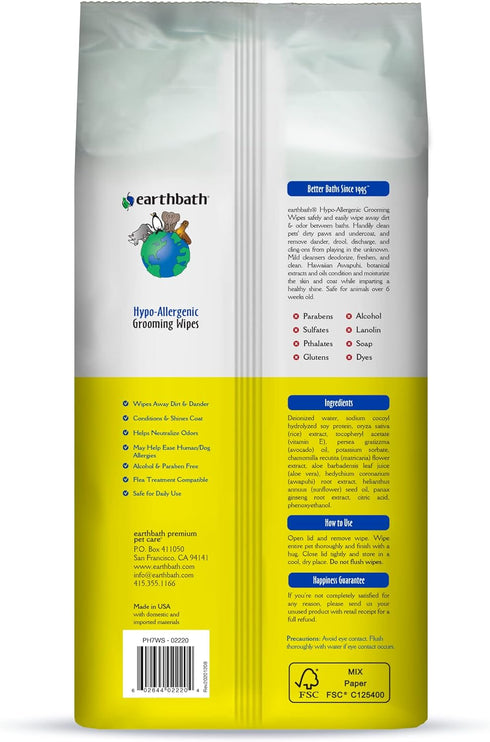 Grooming Wipes Hypo-Allergenic - Fragrance Free, 100 ct