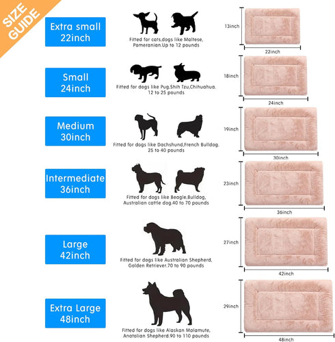 Dog Beds Crate Pad for Extra Large Dogs, Ultra Soft Washable Anti-Slip Kennel Pad, Pink, 48inch