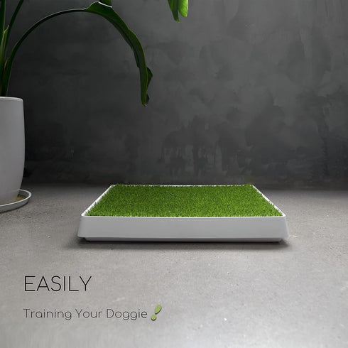 Dog Grass Pad with Tray, Indoor Portable Fake Grass Pee Pad System, Dog Litter Box for Puppy Pee Training