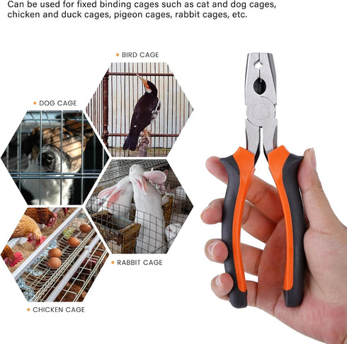 Wire Cage Buckle Pliers with 900 Wire Cage Clips - Fasten Clips Hog Ring Pliers for Chicken Cages, Rabbit Hutches, Pet
