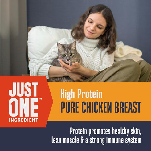 Whole Life Cat Just One Chicken Freeze Dried Treats - 4 oz, Human Grade High Protein Food, USA Made Natural Snacks