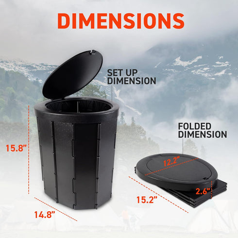 72 HRS 12 Portable Collapsible Camp Toilet - Extra Large, Lightweight & Sturdy (With Toilet Bags)