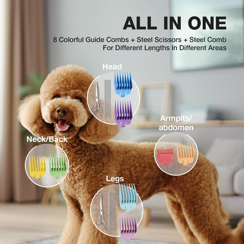 Dog Clippers for Grooming - Professional Kit with Low Noise Rechargeable Hair Trimmers and Ceramic Blade for Dogs and