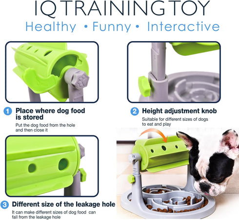 Interactive Dog & Cat Food Puzzle Toy - Treat Boredom Dispensing Slow Feeder - Anxiety IQ Training in Smart Feeding