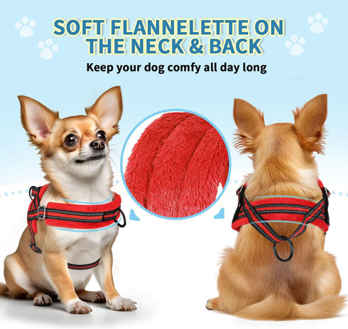 SlowTon No Pull Small Dog Harness & Leash Set, Adjustable Soft Vest Harness for Small Medium Dogs (R-Front Clip, S)