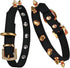 LOVPE One Row Golden Spiked Studded Leather Dog Collar with Rhinestone Buckle for Small Dog/Cat Puppy Kitty (Black, S)