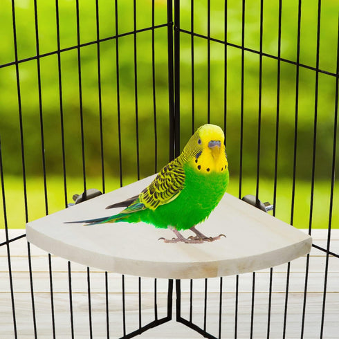 Wontee Bird Perch Stand, 2 Pack Wooden Platform Corner Ledge for Budgies, Cockatiels, Conures, 5.1"x5.1"