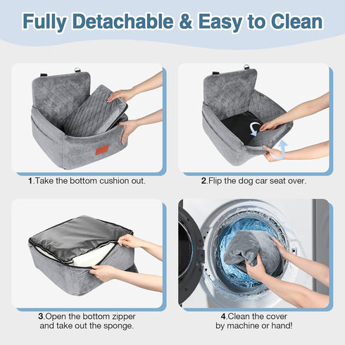 30lbs,Comfy Cover,2 WOOAIDAGG Dog Car Seat for Small Dogs Under & Safe Travel Bed with Washable Clip-On Safety Leashes