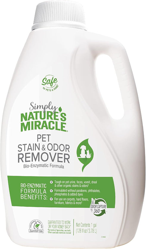 Nature's Miracle Simply Pet Stain and Odor Remover, 128 Ounce Made with 86% Plant-Derived Surfactants