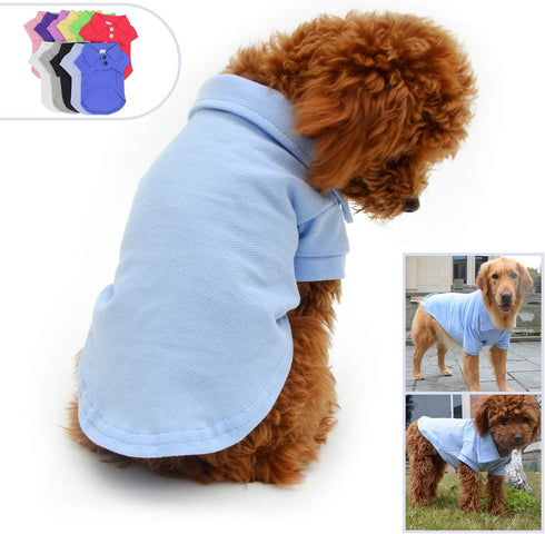 lovelonglong Basic Dog Polo Shirts, Premium Cotton, Sky-Blue XL for Large Medium Small Dogs