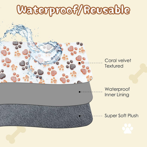 YUEPET Waterproof Dog Blankets, 2 Pack Washable Fleece Flannel Blankets for Bed Couch Protector for Small Dog Puppy Cat