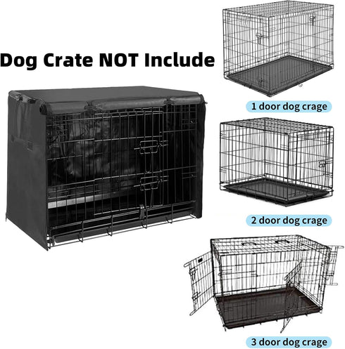 Small Dog Cage Cover 24 Inch - Puppy Crate Covers for Wire Cage with 1 2 3 Doors, Indoor Waterproof Black 600D Oxford