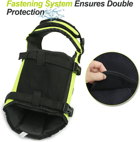 VIVAGLORY Ripstop Dog Life Jacket for Small Medium Large Dogs, Bright Yellow, Enhanced Buoyancy & Visibility, Dog
