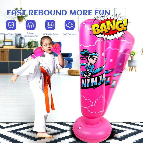 Bag,66 Inch Set 6-12 Taekwondo,MMA Onirii Kids Inflatable Punching Large Stable Kids Inflatable Boxing Bag Toy