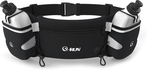 Hydration Running Belt with Bottles, Water Belts for Men and Women, iPhone Running Waist Pouch for Runners