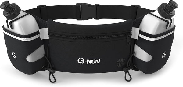 Hydration Running Belt with Bottles, Water Belts for Men and Women, iPhone Running Waist Pouch for Runners