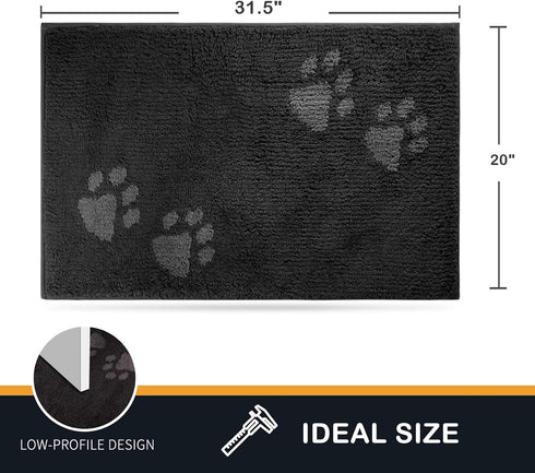 PURRUGS Dirt Trapper Door Mat, 20" x 31.5", Non-Skid Microfiber Entrance Rug for Muddy Shoes and Paws