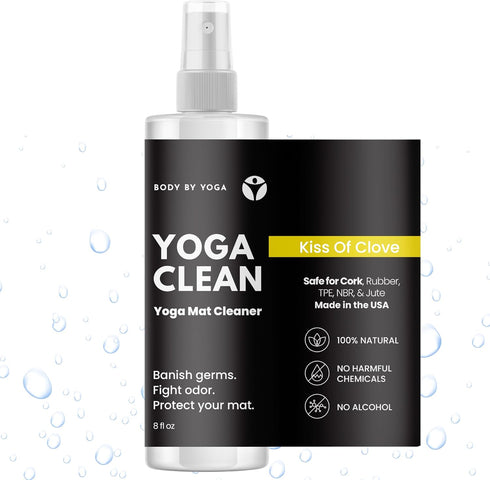 Yoga Clean - 100% Natural Yoga Mat Cleaning Spray and Deodorizer, 8 oz, Safe for Cork, Rubber, and All Fabric.