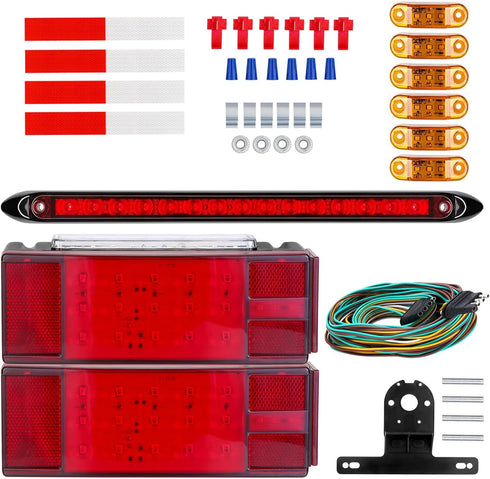 3rd 80" Inches LED Boat Trailer Lights, Submersible LED Trailer Light Kit w/Wiring Harness Combined Stop Tail Lights