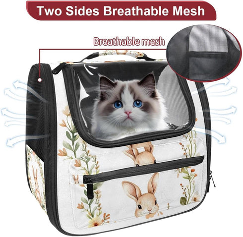 (1) Backpack, Backpack Backpack Cute Baby Animal Bunny Rabbit Cat Dog Carrier, Pet with Breathable Mesh, Pet Travel