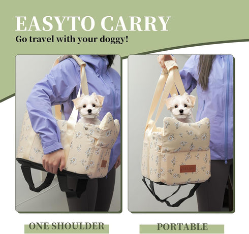 15 lbs) Center Console Small Dog Car Seat Portable Puppy Booster Armrest Carseat, Anti-Collapse Comfort Car Travel