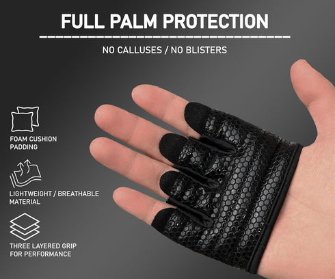 FITNESS FORCE Workout Gloves for Men & Women Partial Weight Lifting Non-Slip Gym Gloves, Lifting Grip for Calluses