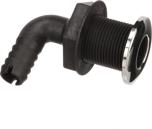 Seachoice 90-Degree Thru-Hull Connector, Fits 3/4 In. ID Hose, 1-3/8 In. Max Hull, White