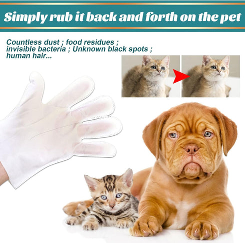 Pet Rinse Free Grooming Gloves, 10Pcs Wash Free Wipes for Dogs & Cats, Cleansing Grooming with Plant Extract