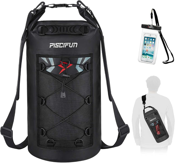 Piscifun Waterproof Floating Backpack 5L/10L/20L/30L/40L with Waterproof Phone Case for Kayaking and Fishing