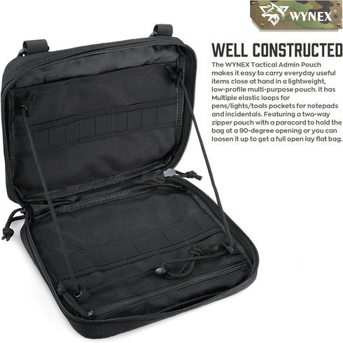 WYNEX Tactical Admin Molle Pouch | Medical EDC EMT Utility Bag Shell Design Attachment for Hiking Belt Bags