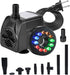 15W 1000L/H Submersible Fountain Water Pump - 12 Colorful LED Lights for Aquarium Fish Tank & Outdoor Fountain
