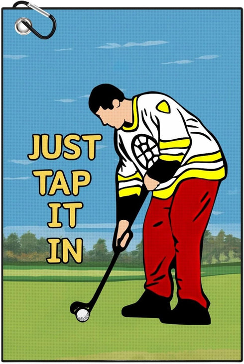 Funny Printed Golf Towel with Clip, Golf Gift for Men, Husband, Boyfriend, Dad - Just Tap It in