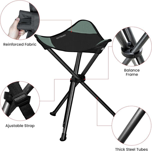 2 Pack Backpacking OUTSKIRT Camping Folding Tripod Stools Portable Camping Stools Extra Tall for Adults High