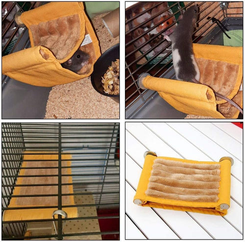 FunMove Hammock Warm Hamster House Mouse Rat Hanging Swing Bed Guinea Pig Cage Bedding Small Pet Animal Double Layer