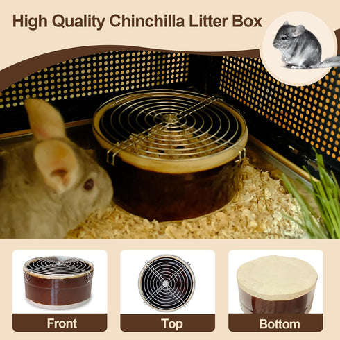Arfubye Chinchilla Chinchillas, Ceramic Litter Box Corner Litter Box for Small Pets Round Potty Trainer Corner Litter