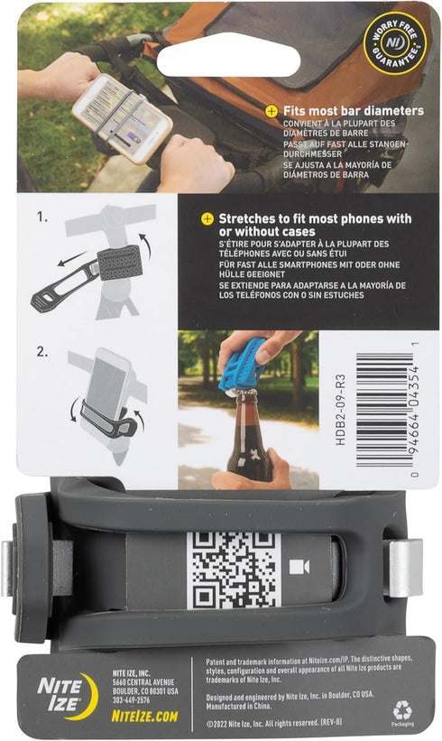 Nite Ize HandleBand Universal Smartphone Bar Mount - Cell Phone Holder for Bike Handlebar, Charcoal