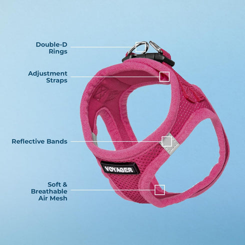 Voyager Step-In Air Dog Harness - All Weather Mesh, Reflective No Pull Harness for Small, Medium Dogs, Cats, Fuchsia,