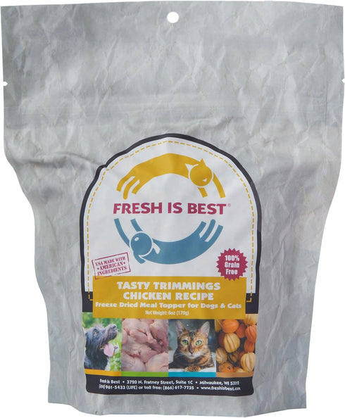 Fresh Is Best Tasty Trimmings Freeze Dried Raw Meal Topper for Dogs & Cats, Chicken, 6 Ounces