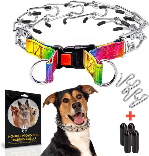 Prong Collar for Dogs, Adjustable No Pull Choke Training Collar for Small Medium Large Breeds, Stainless Steel Metal