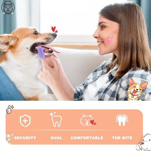 4Pack Dog Toothbrush Finger Toothbrush Dogs Tooth Brushing Kit Dogs Finger Toothbrushes for Dog Teeth Cleaning& Dental