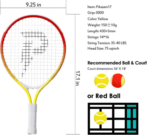 Kids Tennis Racket Best Starter Kit 17"-25" for Age 4 and Under with Mini Racket and Shoulder Strap Bag