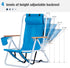 Generic Backpack 4 Folding Beach Chair, Position Portable Camping Chair with Headrest Cup Holder and Wooden Armrests