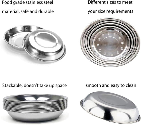Stainless Steel Cat Bowls, Shallow Wide Cat Food Water Bowl with Non-Slip Placemats for Small Dogs and Kittens
