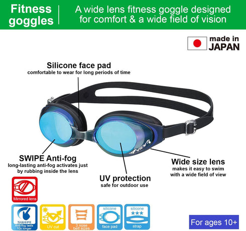 VIEW V-630ASA SWIPE Fitness Swim Goggles - Ideal for Swimming Gear