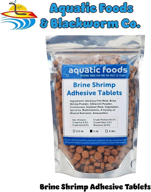 Aquatic Foods Inc. 3/8" 1/2" Community WL1-lb x Brine Shrimp Glass Sticking Wafers for All Fish, Tetras, Guppies, Angel